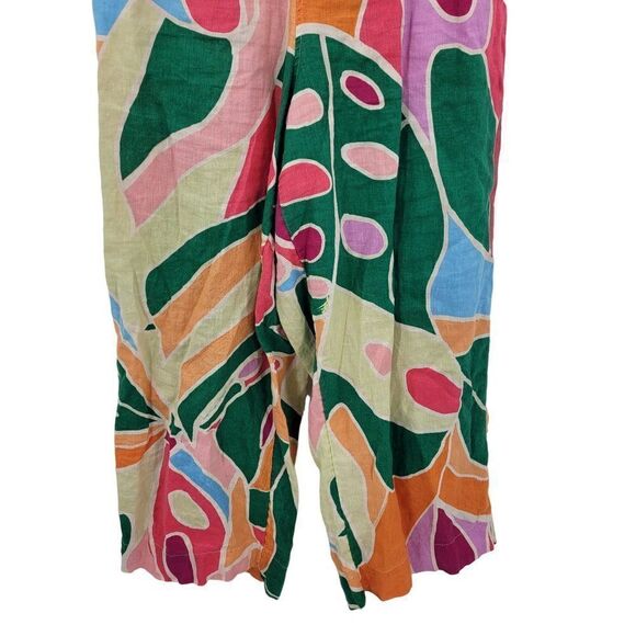 Christain Siriano Linen Beach Swimsuit Cover-up Pants Set L Multicolor Abstract - Picture 16 of 16